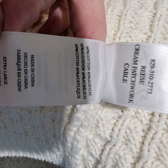 Rails Patchwork Cardigan in Cream and Tan - Picture 6 of 7